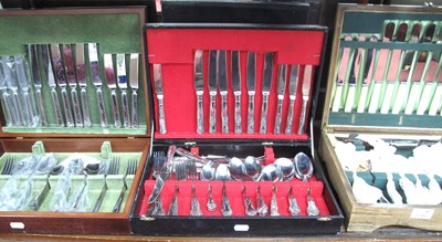 Lot 1245 - Three wooden canteens of stainless steel...