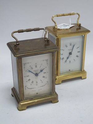 Lot 1370 - A pair of vintage French brass 8-day carriage...