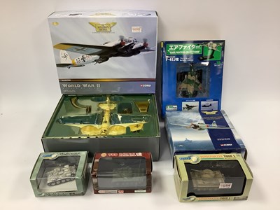 Lot 710 - Six 1:72 and 1:100 Diecast military tanks and...