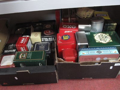 Lot 1035 - Collectors Tins, pewter tankards, etc:- Two...