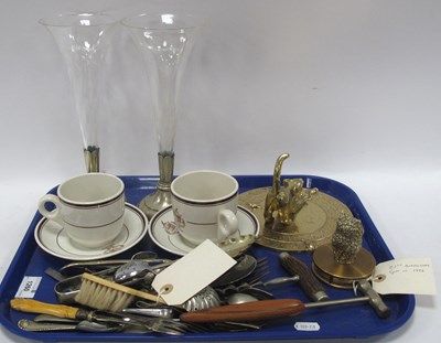 Lot 1260 - Pair of Glass Flutes on Plated Stands, 26.5cm...