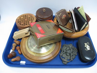 Lot 1365 - Brass Lion Mask Door Knocker, barometer, treen...