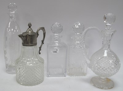 Lot 1290 - David Whyman, glass square decanter, etched...