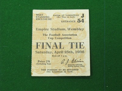 Lot 142 - 1936 FA Cup Final Ticket, Arsenal v Sheffield...