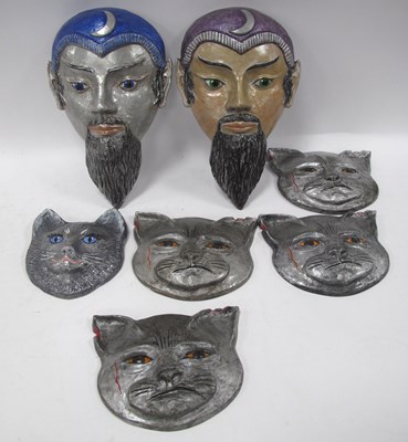 Lot 1243 - Seven limited edition studio pottery wall...