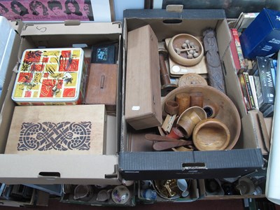 Lot 1014 - Wooden ware and boxes, including decorative...