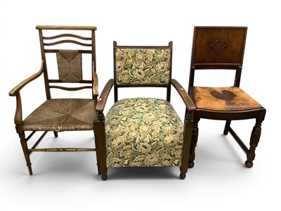 Lot 1524 - 1930s Oak Nursing Armchair - ladder back chair...