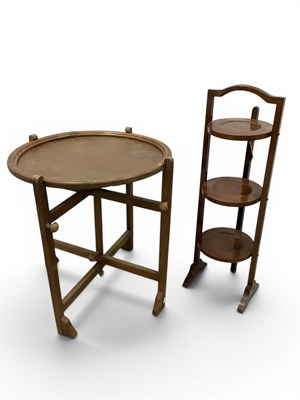 Lot 1473 - Oak 'Revertable' Table, mahogany folding cake...