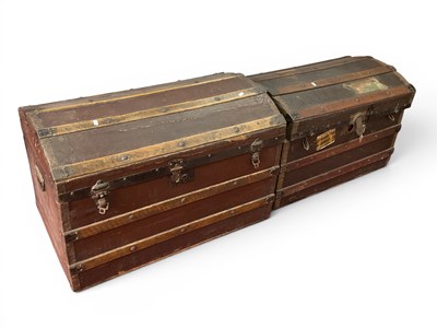 Lot 1511 - Dome-topped Travelling Trunks, both wooden...