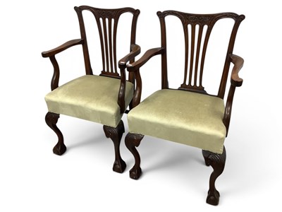 Lot 1533 - A pair of Edwardian Chippendale-style mahogany...