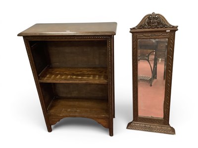 Lot 1457 - Edwardian oak pier mirror and bookcase,...