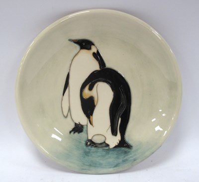 Lot 1180 - Moorcroft Pottery Penguins Wall Plaque by...