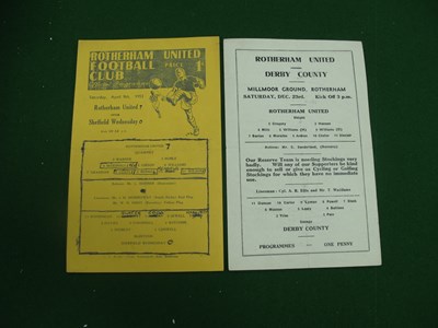 Lot 413 - Rotherham United Single Sheet Programmes, 44-5...