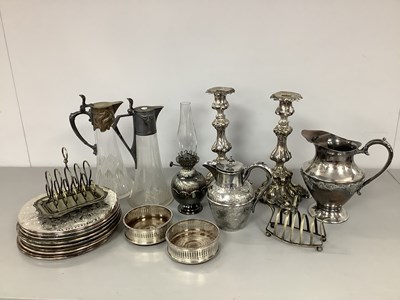 Lot 174 - A Pair of Ornate Candlesticks, toast racks,...