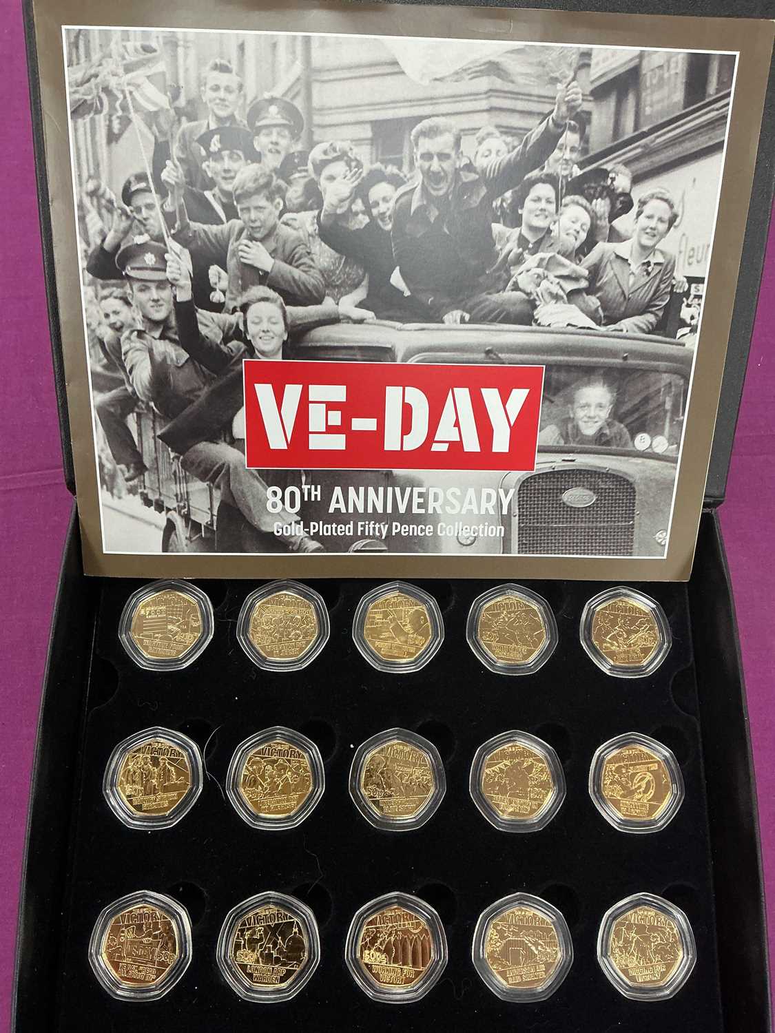 Lot 479 - 80th Anniversary Of VE-Day Gold Plated 50p...