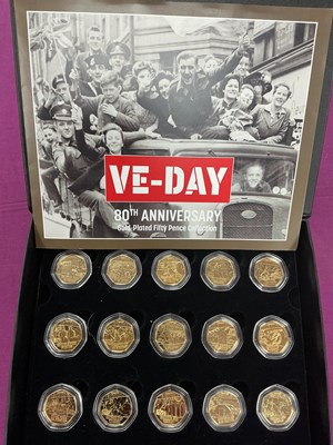 Lot 479A - 80th Anniversary Of VE-Day Gold Plated 50p...