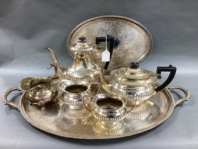 Lot 147 - A Plated Four Piece Tea Set, of semi reeded...
