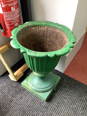 Lot 1140 - XIX Century Cast Iron Garden Urn, with wavy...
