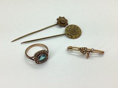 Lot 156 - A Small Seed Pearl Stock Pin, of foliate...