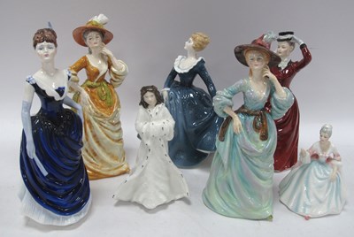 Lot 1201 - Group of ladies porcelain figurines, including...