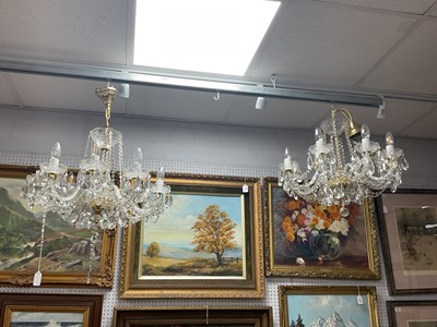 Lot 1411 - A pair of large Bohemia crystal eight-arm...