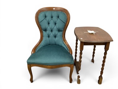 Lot 1517 - A Victorian-style button-back nursing chair,...