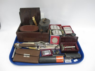Lot 1364 - Binoculars, cutlery, spectacles, razors, money...