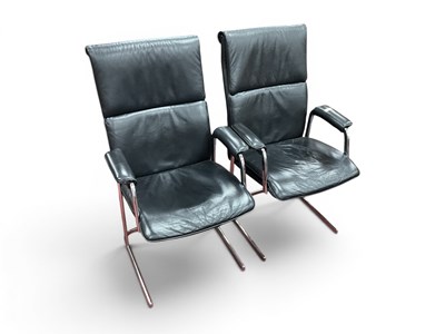 Lot 1534 - Boss Design Black Leather and Chrome easy...