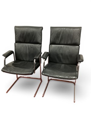 Lot 1536 - Boss Design Black Leather and Chrome Easy...