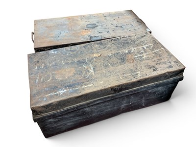 Lot 1512 - Two Japanned Steel Travelling Trunks, 92cm...