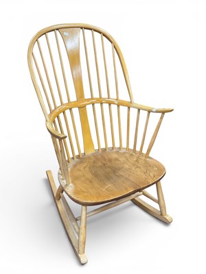 Lot 1532 - Ercol Light Wood Rocking Chair with waisted...