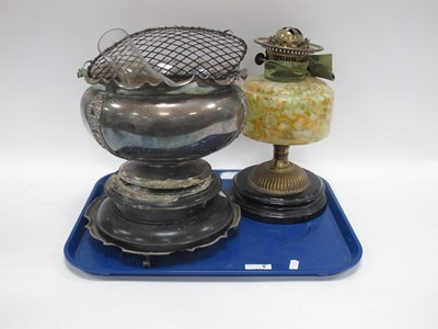 Lot 1385 - Oil Lamp with Black Glazed Terracotta Base,...