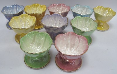 Lot 1217 - Maling Harlequin Lustre Sundae Dishes (10):-...