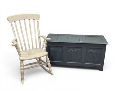 Lot 1451 - Painted Oak Blanket Box 122cm wide and novoles,...