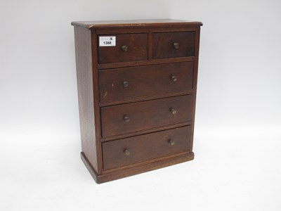Lot 1388 - Miniature Mahogany Chest of Drawers, with five...