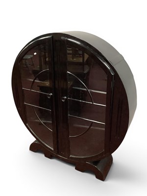 Lot 1498 - Art Deco Ebonized Wood China Cabinet, or...