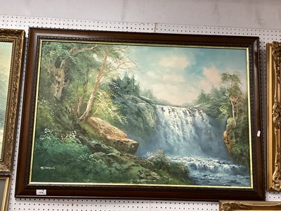 Lot 1418 - R. Danford, Waterfall Scene, oil on canvas,...