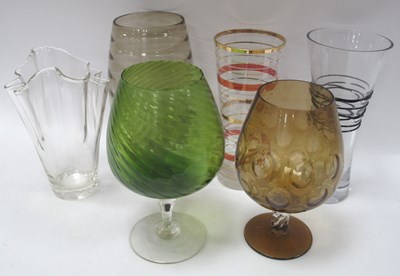 Lot 1188 - Six Large Glass Vases, the tallest 27cm:- One...