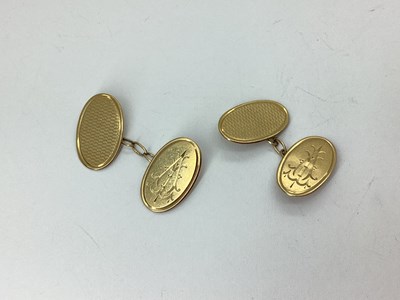 Lot 286 - A Pair of 9ct Gold Cufflinks, each bearing an...