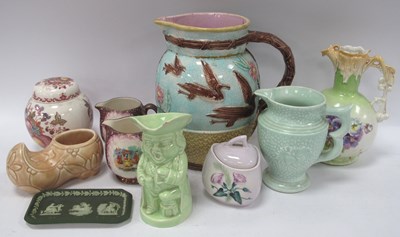 Lot 1214 - Majolica Jug, 25cm high (damaged), Wedgwood...