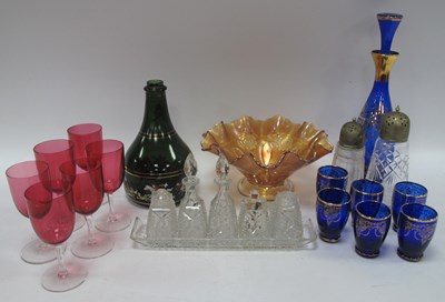 Lot 1179 - Cranberry Bowled XIX Century Glass Wines,...