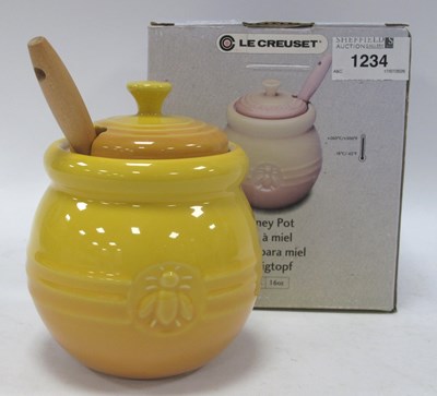 Lot 1234 - Le Creuset stoneware honey pot, 0.45L, boxed.