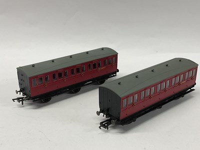 Lot 828 - Two Hornby 00 gauge six-wheel third class...