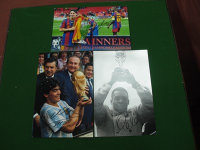 Lot 199 - Autographs - Lionel Messi, Diego Maradona and...