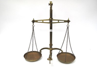 Lot 1465 - A Victorian brass beam balance scale by De...