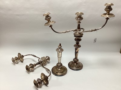 Lot 251 - A Pair of Large Twin Branch Plated Candelabra,...