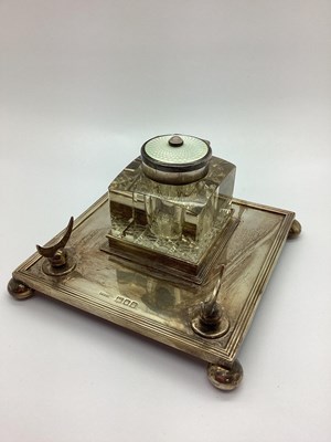 Lot 33 - An Edwardian Hallmarked Silver Desk Stand,...