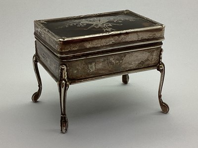 Lot 16 - A Hallmarked Silver and Tortoiseshell Piqué...