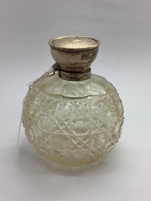Lot 21 - A Hallmarked Silver Topped Hob Nail Cut Glass...