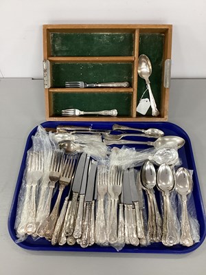 Lot 258 - Assorted Kings Pattern Plated Cutlery,...